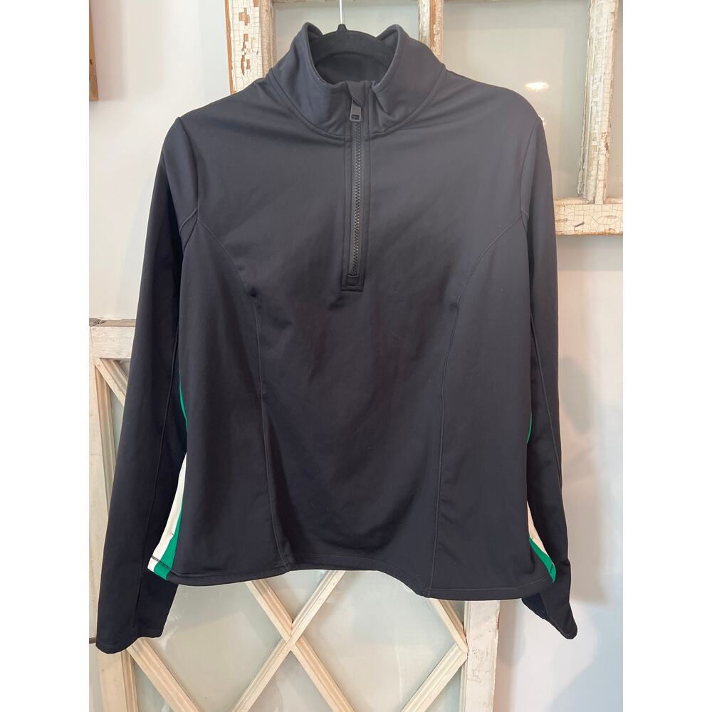 Love & Sports size XXL black & green 1/4 zip fleece lined pullover top